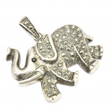 Women's 925 Sterling silver Pendant Marcasite stone elephant shape 1.5 inch